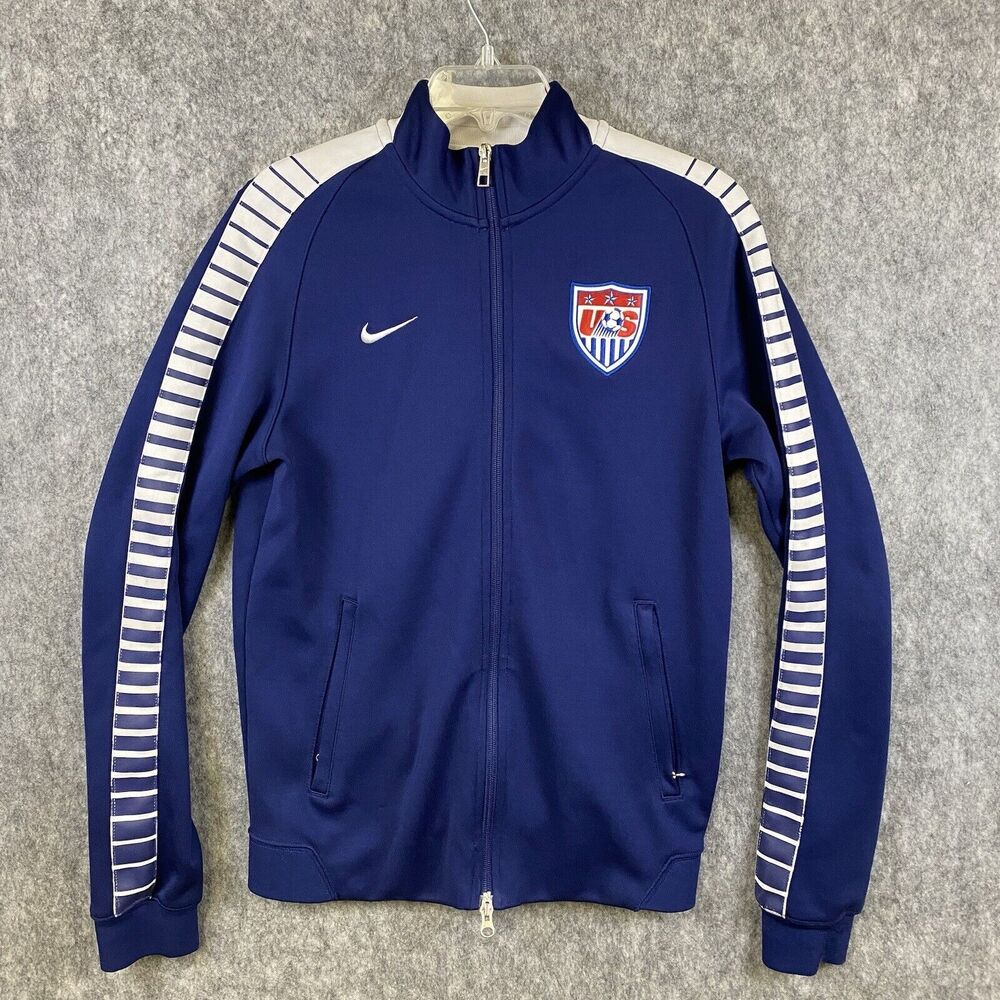 Nike Mens Small Full Zip Sweatshirt USA Soccer Swoosh Logo Navy
